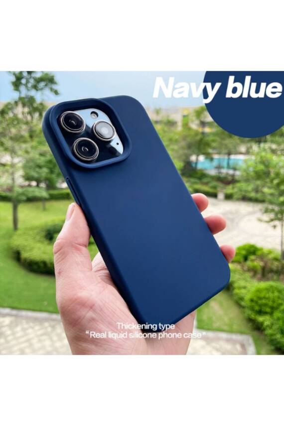 İphone 14 Pro Max Kadife Lansman Soft Yumuşak Silikon Lacivert Kılıf - 1