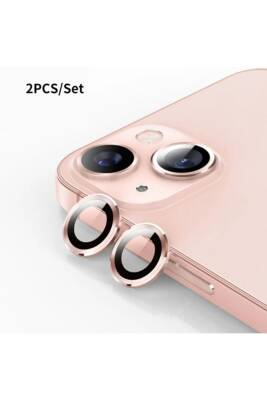iPhone 15/15 Plus ve 14/14 Plus Uyumlu Kamera Lens Koruyucu Cam Pembe - KVK PRİVACY