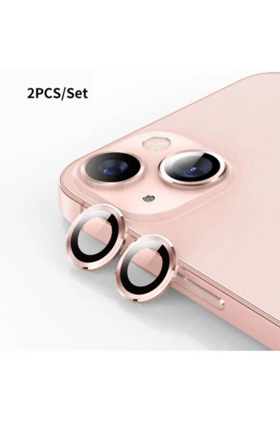 iPhone 15/15 Plus ve 14/14 Plus Uyumlu Kamera Lens Koruyucu Cam Pembe - 1