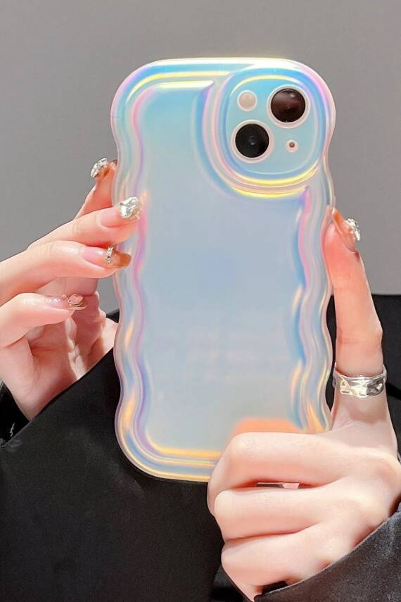 Iphone 15 Kılıf Hologram Kıvrımlı Renk Geçişli Mat Darbelere Karşı Dayanıklı Yumuşak Kapak - 1