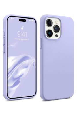 iPhone 15 Pro Kadife Lansman Soft Yumuşak Liquid Silikon Lila Kılıf - KVK