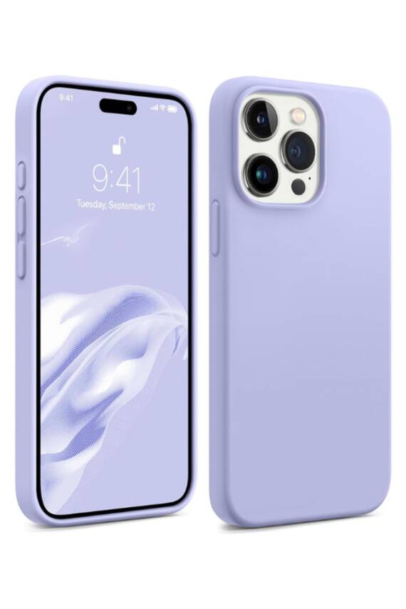 iPhone 15 Pro Kadife Lansman Soft Yumuşak Liquid Silikon Lila Kılıf - 1