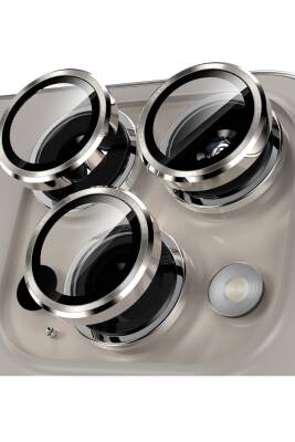 iPhone 15 Pro Max /15 Pro Uyumlu Kamera Lens Koruyucu Temperli Cam Natural Titanium - KVK PRİVACY