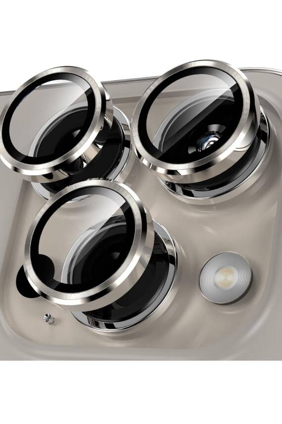 iPhone 15 Pro Max /15 Pro Uyumlu Kamera Lens Koruyucu Temperli Cam Natural Titanium - 1