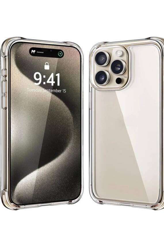 Iphone 15 Pro Max Şeffaf Kılıf Airbag Antishock Köşeli Darbe Emici Şeffaf Kapak - 1