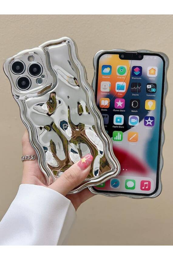 İphone 15 Pro Uyumlu Kılıf Wave Parlak Dalgalı Şık Darbelere Karşı Dayanıklı Kamera Korumalı Kapak - 1