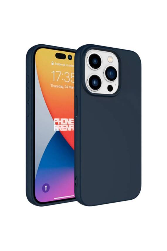 Iphone 15promax Uyumlu Içi Kadife Lansman Silikon Kılıf Kapak Lacivert - 1