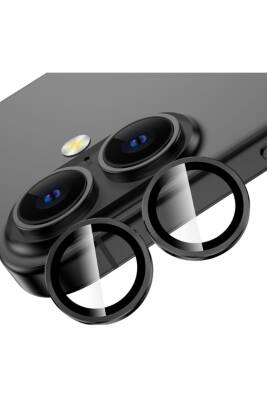 Iphone 16 /16 Plus Uyumlu Kamera Koruma Lens Koruyucu Temperli Cam Koruma Black - KVK PRİVACY