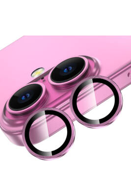 Iphone 16 /16 Plus Uyumlu Kamera Koruma Lens Koruyucu Temperli Cam Koruma Pink - KVK PRİVACY