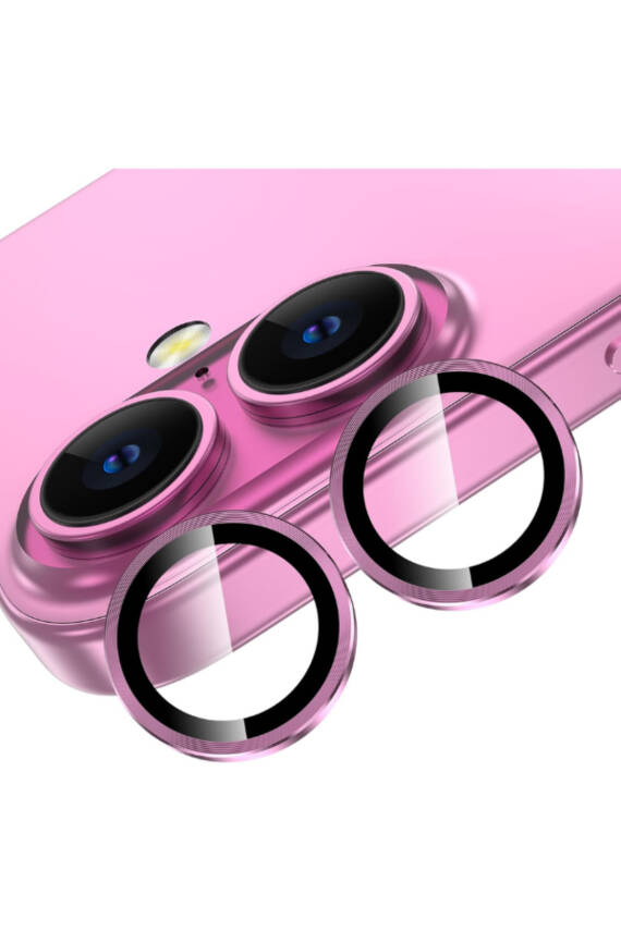 Iphone 16 /16 Plus Uyumlu Kamera Koruma Lens Koruyucu Temperli Cam Koruma Pink - 1