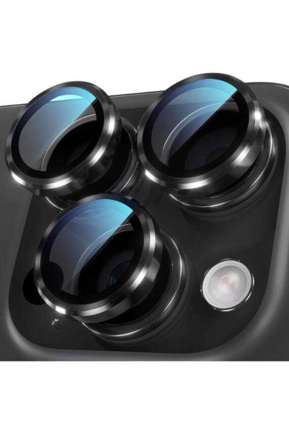 Iphone 16 Pro/16 Promax Uyumlu Kamera Koruma Lens Koruyucu Temperli Cam Koruma Black - 1