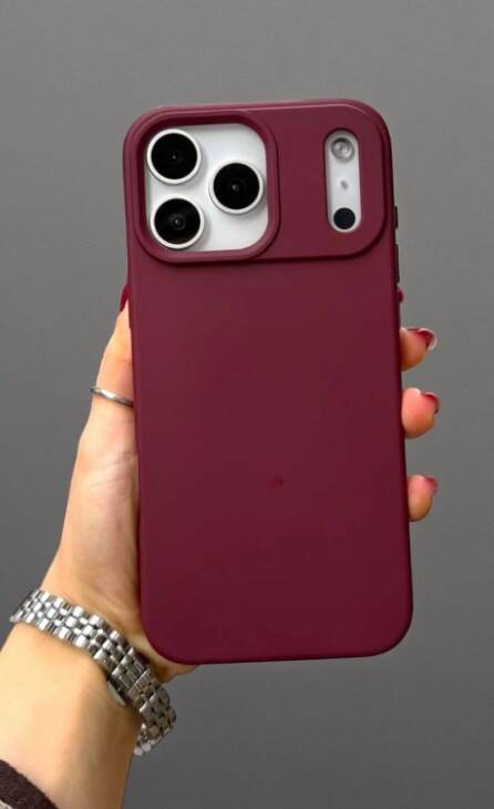 iPhone 17 Pro Max Kılıf Kadife Lansman Soft Liquid Silikon Bordo Kapak - 1
