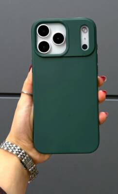 iPhone 17 Pro Max Kılıf Kadife Lansman Soft Liquid Silikon Haki Yeşil Kapak - KVK PRİVACY