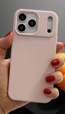 iPhone 17 Pro Max Kılıf Kadife Lansman Soft Liquid Silikon Kum Pembe Kapak - KVK PRİVACY