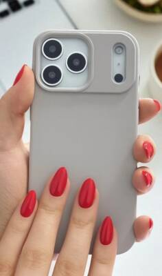 iPhone 17 Pro Max Kılıf Kadife Lansman Soft Liquid Silikon Taş Gri Kapak - KVK PRİVACY