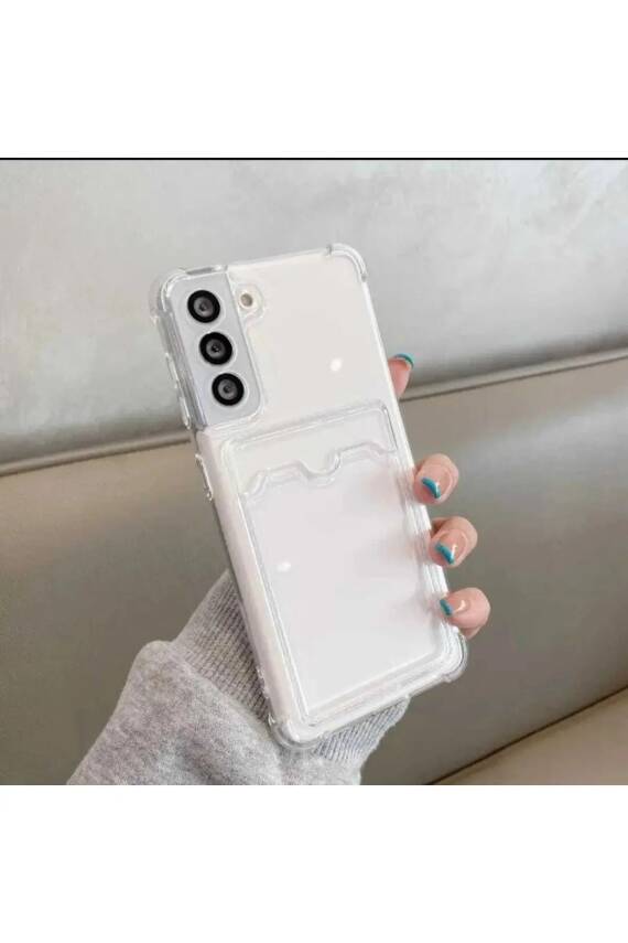 Samsung a14 Uyumlu Şeffaf Kartlı Kılıf Kamera Korumalı Köşeli Antişok Kılıf - 1