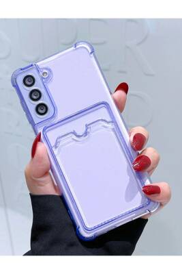 Samsung S21 Fe Uyumlu kılıf Telefon Kılıf Lila Kartlı Kılıf Kamera Korumalı Köşeli Antişok Kılıf - KVK