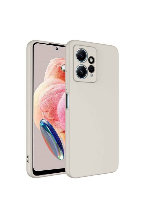 Xiaomi Redmi Note 12 Kamera Korumalı İçi Kadife Yumuşak Dokulu Kılıf Lansman Krem - 1